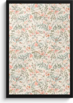 Produktbild von MuchoWow® MuchoWow® Gerahmtes Poster Vintage - Muster - Pflanzen 40x60 cm - Poster mit zchwarzem Bilderrahmen - Papierdruck - Wandbilder