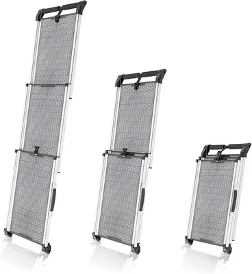 Imagen del producto de Rampa para perros, plegable y telescópica, de aluminio, para perros grandes. Escalera estable para perros, apta para coches y SUVs. Antideslizante, con laterales reflectantes. Rampa para perros, con capacidad de carga de 90 kg. Incluye clip de sujeción. Color: gris
