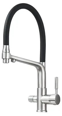 Produktbild von Küchenarmatur, Messingkonstruktion, Doppelauslaufdesign, Bürstetes Nickel A