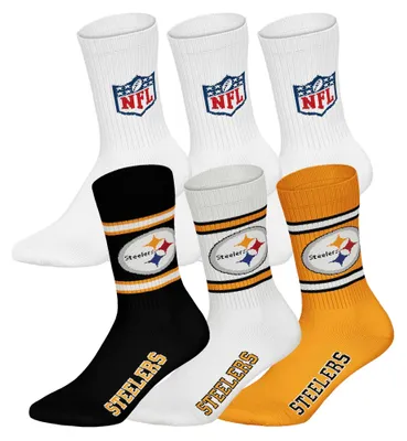 Produktbild von NFL Uni Socken, 6er Pack - NFL Teams, 6Pack Crew Socks, Football, Logo, Baumwollmischung Pittsburgh Steelers/Weiß 43-46