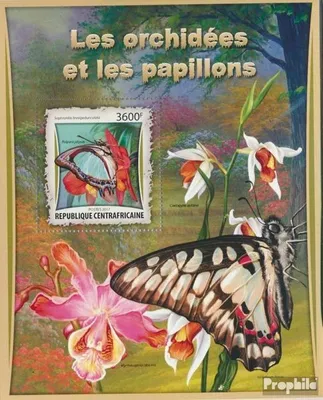 Produktbild von Briefmarken Zentralafrikanische Republik 2017 Mi Block 1568 (kompl. Ausgabe) postfrisch Orchideen und Schmetterlinge