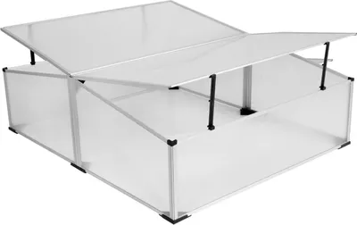 A clear, professional studio shot of a greenhouse.