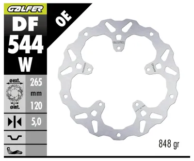 Zdjęcie produktu dla Tarcza hamulcowa tylna do BMW S 1000XR (roczniki 2020-2022) (fala, stała) (265x120x5 mm)
