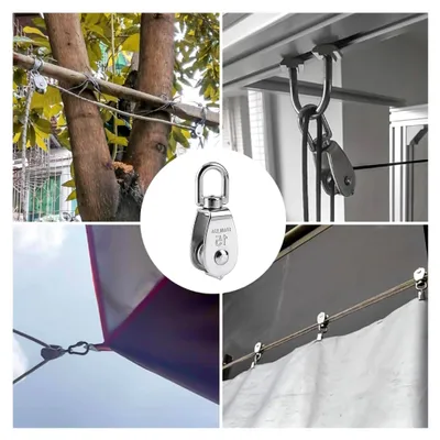 Produktbild von 4 Stück 15 mm Umlenkrolle Flaschenzug 304 Edelstahl Klein 35 kg - Silber