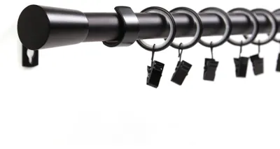 Produktbild von Gardinenstange 19mm 1-läufig Schwarz mit Kegel Komplett-Set-Liya – 120cm
