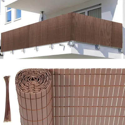 Produktbild von PVC Sichtschutzmatte UV-Schutz Sichtschutzzaun Balkon Terrasse Windschutz Sichtschutz Outdoor Balkonverkleidung Wetterfest für Balkon Garten Markise Zaun Terrasse Braun 80x600cm