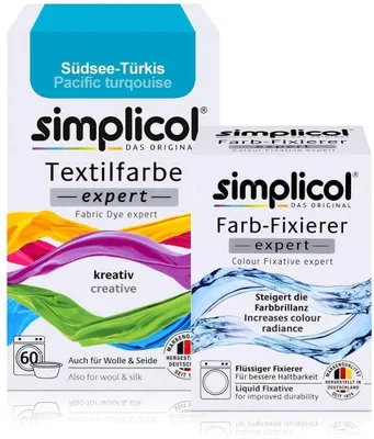 Textilfarbe Expert Türkis + Fixiermittel, Set 150g + 90ml