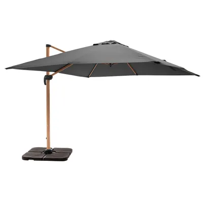 Image de Parasol déporté 3x3m et 4 dalles à remplir effet bois gris - Oviala Brescia