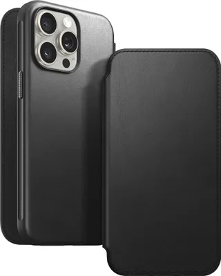 Image de Nomad, étui folio pour iPhone 15 Pro Magsafe avec porte-cartes en cuir moderne, noir