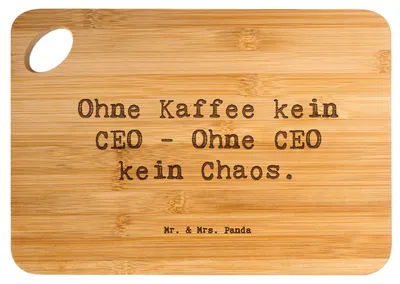 Produktbild von Mr. & Mrs. Panda Frühstücksbrettchen Spruch CEO ohne Chaos - Transparent - Geschenk, Geschäftsstrategie, Berufsleben, Berufe, Holzbrett, Unternehmensentscheidungen, Brett