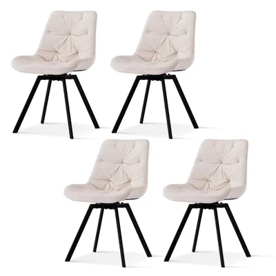 Produktbild von CLIPOP Esszimmerstühle Drehbar 4er Set, Samt Esszimmerstühle Gepolsterte Drehstühle für Esszimmer Küche, Beige