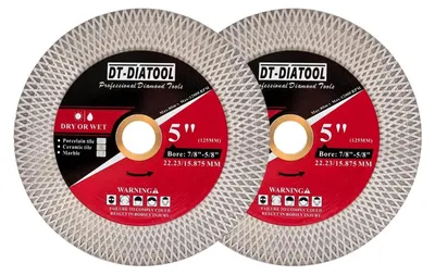 Immagine prodotto di Disco diamantato di taglio, 125 mm x 22,23 mm, confezione da 2 pezzi, per Vetroceramica, gres porcellanato, marmo