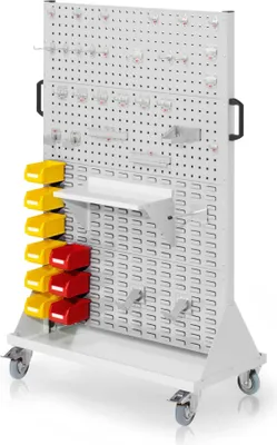 Produktbild von Kappes RasterMobil® mobiler Arbeitsplatzschrank Größe #4 1580x1000x500mm 4x Lochplatte 4x Schiltzplatte 47-teilig lichtgrau