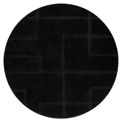 Image de Tapis de salle de bain SUPREME cercle LINES, lignes, antidérapant, doux - noir noir cercle 67 cm
