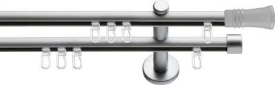 Produktbild von SN Deco Gardinenstange Innenlauf Lyon, 19 mm, 2-läufig, Stahl, Komplett-Set mit Ringen, Profilträger, 320 cm, chrom matt