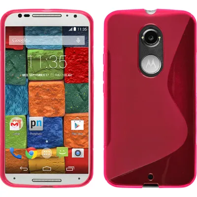 Produktbild von PhoneNatic Case kompatibel mit Motorola Moto X 2014 2. Gen. - pink Silikon Hülle S-Style + 2 Schutzfolien