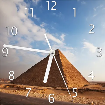 Produktbild von Wallario Design Wanduhr Alte Pyramide in Ägypten aus Echtglas, Größe 20 x 20 cm
