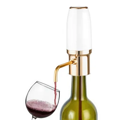 Produktbild von Elektrischer Weinausgießer,Dekantierer, mit Belüfterfunktion, Rotweindekanter und -ausgießer, USB-aufladbar, für Weinliebhaber, Weiß & Gold