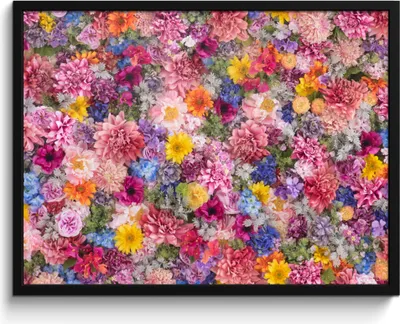 Produktbild von MuchoWow® MuchoWow® Gerahmtes Poster Blumen - Farben - Collage 80x60 cm - Poster mit zchwarzem Bilderrahmen - Schwarzem - Mit Gestell