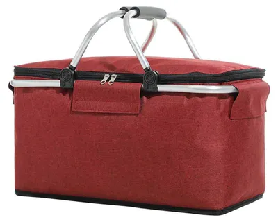 Produktbild von Isolierter Picknickkorb, tragbar, auslaufsicher, faltbar, 22 l, mit Deckel, 2 stabile Griffe, ideal für Picknicks, Lieferdienste, Einkäufe und Reisen.