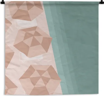 Produktbild von MuchoWow® Wandteppich Wandbehang Sommer - Sonnenschirme - Meer 150x150 cm Tapisserie Dekoration Wandtuch - Wohnaccessoires - Modernes
