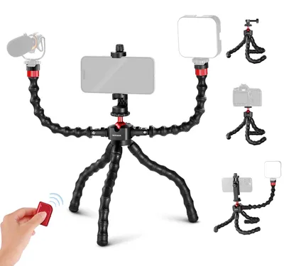 Obrázok produktu pre NEEWER T91 – Flexibilný statív s 2 flexibilnými ramenami, cestovný mini statív pre mobilné telefóny, vhodný na vlogovanie