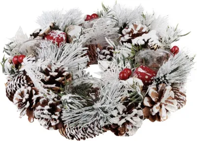 Image de Couronne MagicHome Noël, avec branches enneigées, de l'Avent, 31x8,5 cm