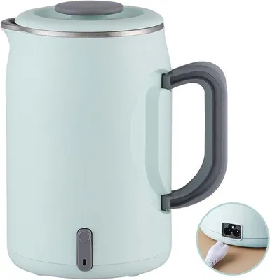 Produktbild von Elektrische 0,6 Liter Wasserboiler mit Klapphandgriff, 400W tragbarer Reise-Wasserboiler aus BPA-freiem 304 Edelstahl, einfache Bedienung mit einem Knopf, ideal für Camping, Büro, Reisen und Camperfahrten.