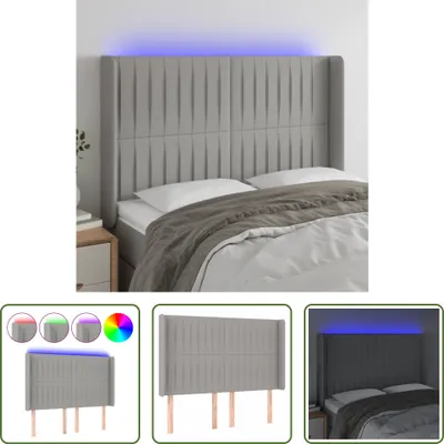 Produktbild von The Living Store LED Kopfteil Hellgrau 147x16x118/128 cm Stoff