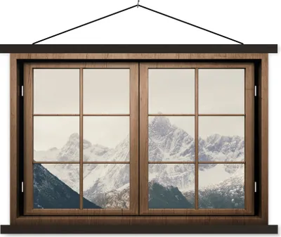 Produktbild von MuchoWow® Textilposter Aussicht - Berg - Schnee 120x80 cm mit schwarzem Rahmen - Wanddeko
