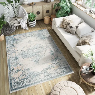 Produktbild von Teppich Wohnzimmer Schlafzimmer Kurzflor Design Meliert Modern Beige Grau  160 x 220 cm