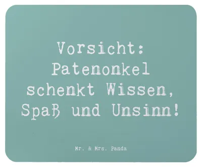 Produktbild von Mr. & Mrs. Panda Mouse Pad Spruch Patenonkel Wissen Spaß - Meeresbrise - Geschenk, Dankeschön, Humor, mousematte, Familie, Erziehung, Patengeschenke, Patenschaft, Freude