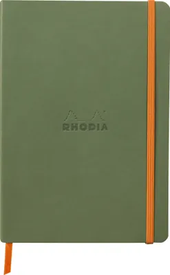 Productafbeelding van Rhodia notitieboek A5, zachte kaft, 80 pagina's, 90g, geruit (met puntjes), saliegroen, artikelnummer 117440C