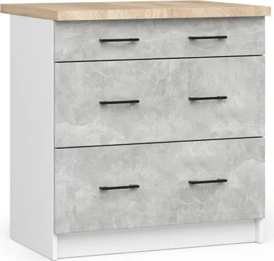 Immagine prodotto di Armadio da Cucina OLIWIA S80 3 Cassetti Bianco Cemento Elegante e Funzionale