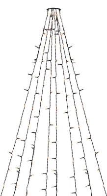 A cone-shaped string of lights against a white background.