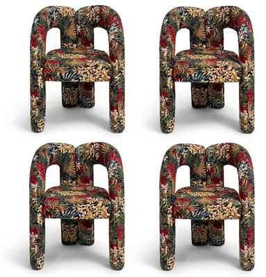 Produktbild von Stuhl Set Design Tropisch Stoff Muster Bunt Skulptural Monolithisch