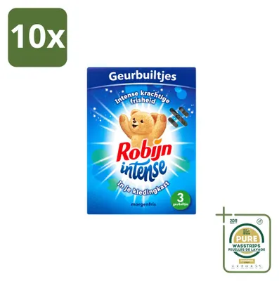 Imagen del producto de 10 sachets perfumados Robijn Intense, aroma "Frescura", pack ahorro, 10 unidades