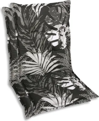 Produktbild von GO-DE Textil, Sesselauflage Mittellehner, 2er Set, Farbe: schwarz, Maße: 108 cm x 50 cm x 7 cm, Rueckenhoehe: 60 cm