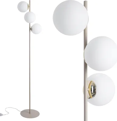 Image de Lampadaire Siena Kashmir à 3 ampoules avec abat-jours blancs – élégant lampadaire pour le salon