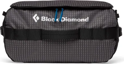 Stonehauler 45 L Duffel von Black Diamond; grau mit blauen Akzenten und schwarzem Tragegriff.
