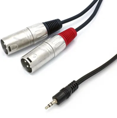 Immagine prodotto di 1 m Cavo audio Y da jack stereo da 3,5 mm a 2 connettori XLR maschi