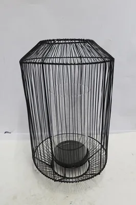 Produktbild von Gilde Windlicht, "Wire", Glas, Metall, schwarz, VE 2, H. 34 cm, D. 22 cm Höhe: 34.00 cm Durchmesser: 22.00 cm 69655