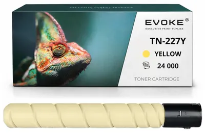 Image de Cartouche de toner compatible Evoke pour l'imprimante Konica Minolta TN-227 Y ACVH250, couleur jaune, rendement de 24 000 pages, compatible avec Bizhub C257i
