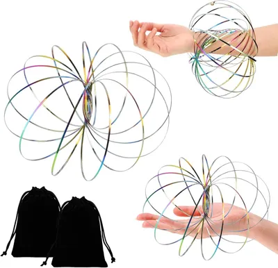 Productafbeelding van Doorstroomringen - Set van 2 - Speelgoed - Magische flow-ringen - 3D-arm - Veer - Magische doorstroomring