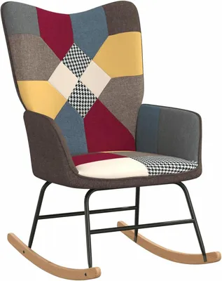 Zdjęcie produktu dla Krzesło bujane - Krzesło bujane z poduszkami - Krzesło ogrodowe - Krzesło do salonu - Wielokolorowy patchwork