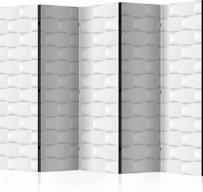 Produktbild von Akusticher Raumteiler 3D Effekt Abstrakt Foto Paravent 225x172 cm beidseitig auf Vlies-Leinwand bedruckt Akustikschaum Trennwand Spanische Wand Sichtschutz Home Office weiß a-B-0031-z-c
