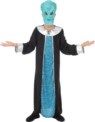 Produktbild von Alien Kommandant Kostüm für Kinder blau - 122/134 (7-9 Jahre)