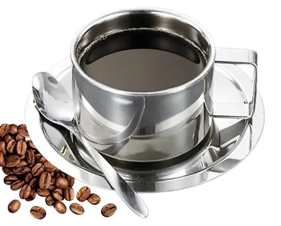 Kaffeetassen-Set 200 ml, Edelstahl, silber, 3-teilig