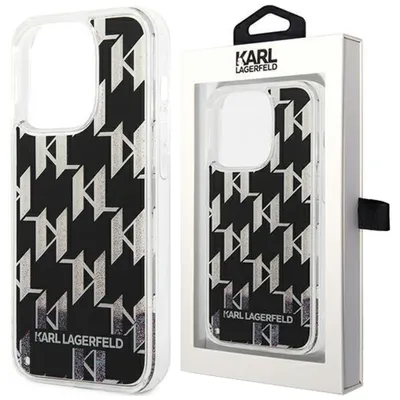 Produktbild von Karl Lagerfeld KLHCP14SLMNMK iPhone 14 6.1  Hardcase schwarz / schwarz Liquid Glitter Monogram Handyhülle