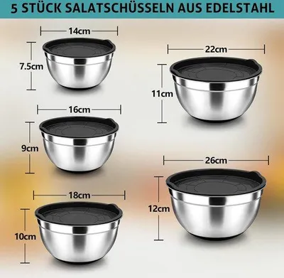 Produktbild von Edelstahl-Kochgeschirr-Set schwarz antirutsch Boden 5-teilig